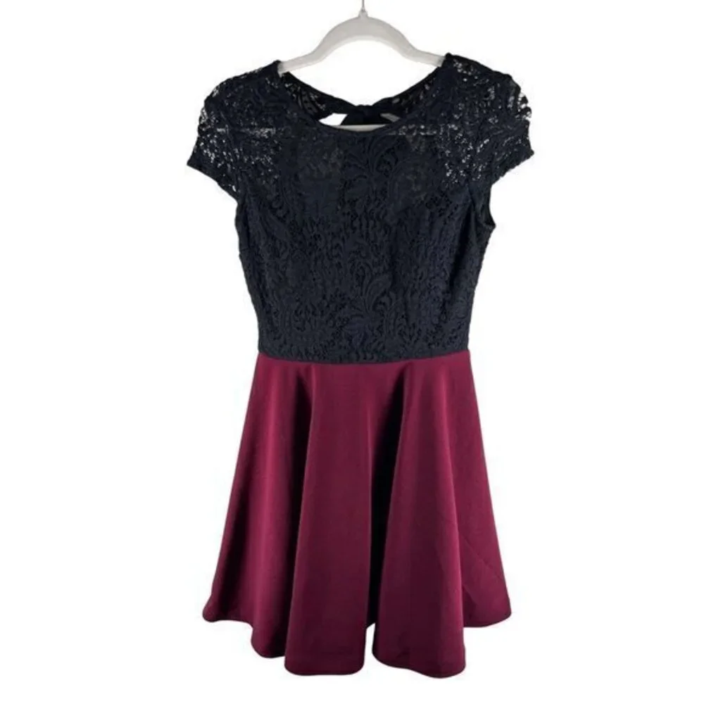 B. Darlin Dress‎ Womens Whimsigoth Size 9 Juniors Lace Cap Sleeve Fit & Flare